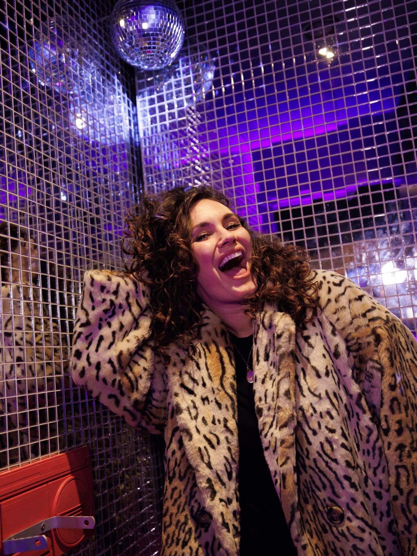 woman having fun at lucky voice karaoke